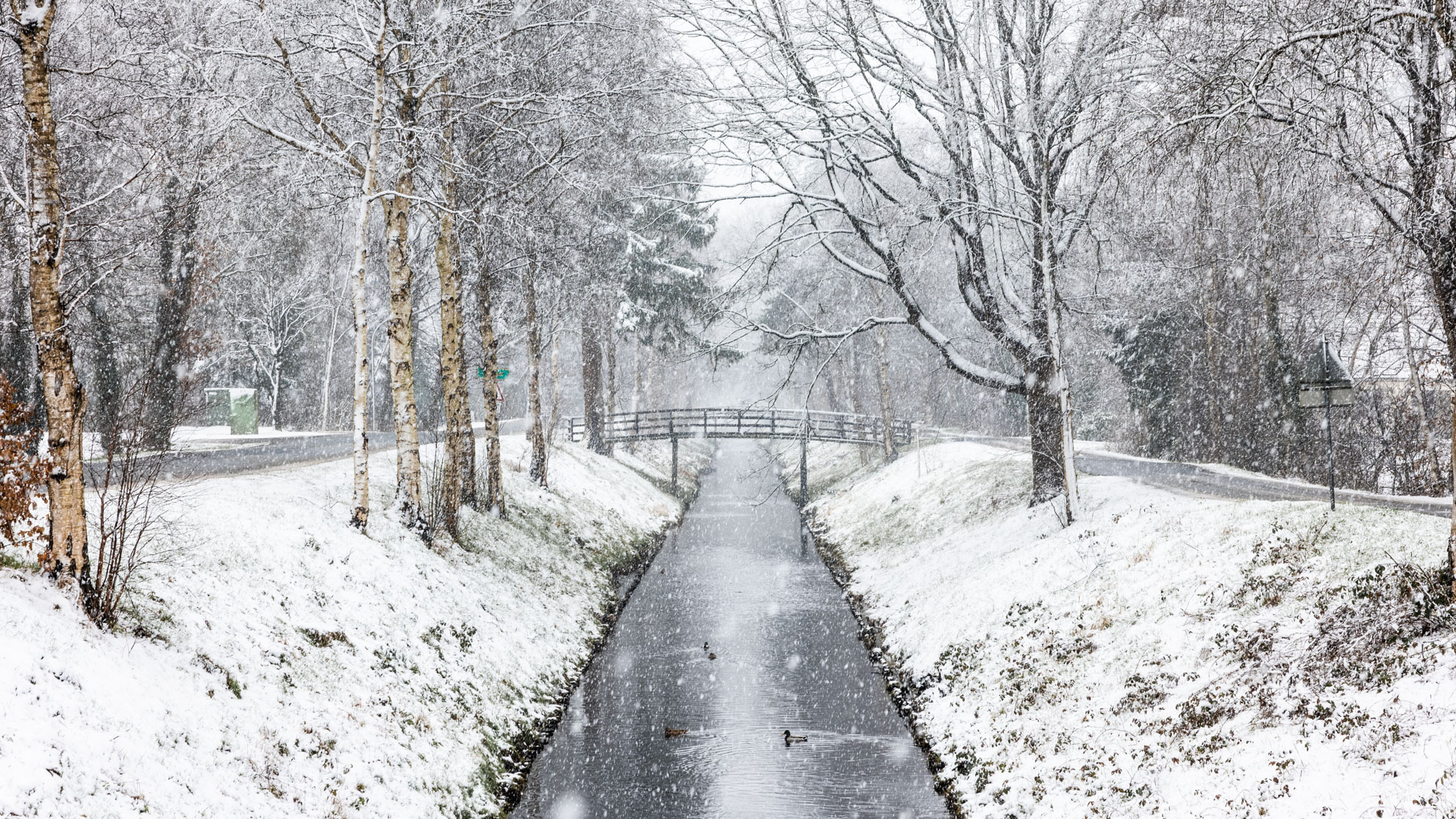 Winterlandschaft am Oste-Hamme-Kanal beim Wohnmobiltreffen